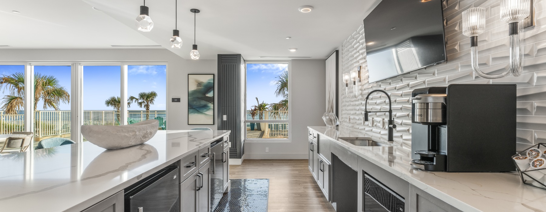 clubhouse kitchen with ocean views